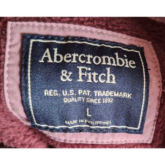 Abercrombie & Fitch Women Large Maroon/ Pink Fleece Quilted Accents Jacket - Picture 4 of 6